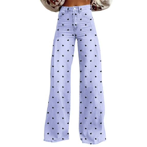 Trousers Pants for Women, Audhol Ladies' Small Fresh Casual Wide Leg Pants with Pockets Work Pants Women Sky Blue XL