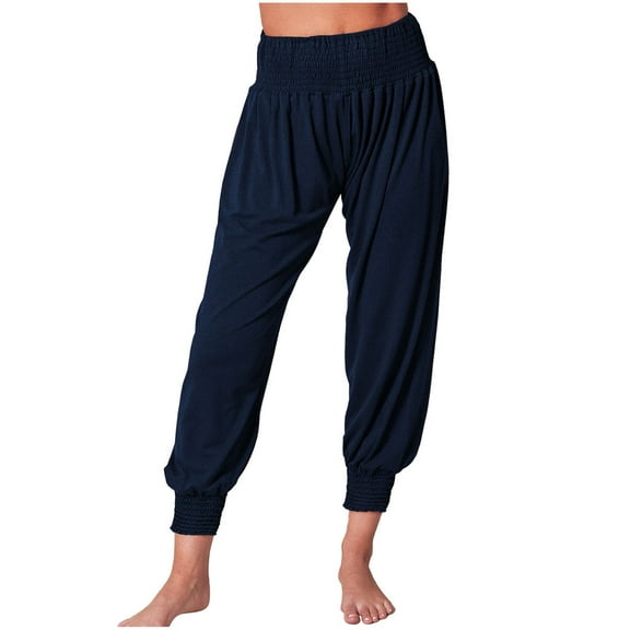 Trousers Pants for Women Summer Thin Breathable Yoga Joggers Solid Color Loose Workout Sweatpants with Pockets Wide Leg Sweatpants Women Navy XL