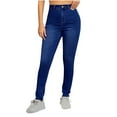 thumbnail image 1 of Trousers for Women New Skinny Jeans for Women High Waist Stretchy Pants Classic High Rise Slim Fitted Jeggings Pants Casual Denim Trousers Womens Plus Size Pants Dark Blue 3XL, 1 of 6