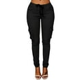 thumbnail image 1 of Trousers Women Skinny Clearance Fashion Women Plus Size Drawstring Casual Solid Elastic Waist Pocket Loose Pants Black XXL, 1 of 8