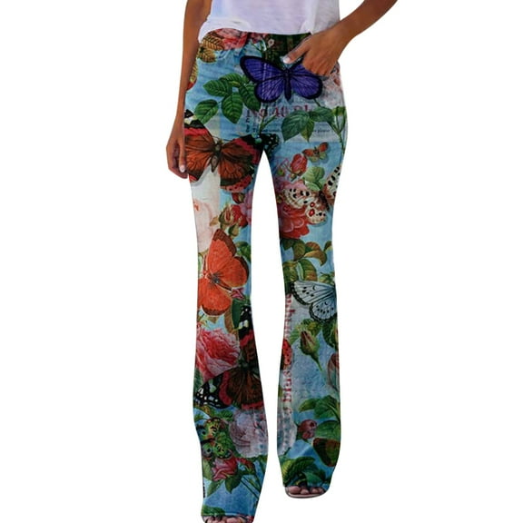 Trousers for Women Long Multiple Choice Printed Casual Loose Comfortable Micro Flared Trousers