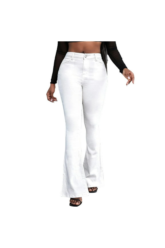 Trousers for Women Micro Elastic High Waist Mini Slacks Stretchy Loose Casual Flare Trendy Pants for Women