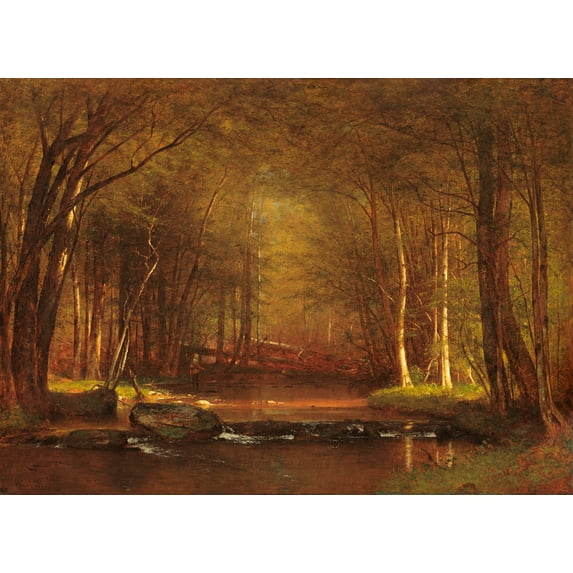 Trout Brook in the Catskills by Worthington Whittredge - 12" x 18" Art Print Wall Decor