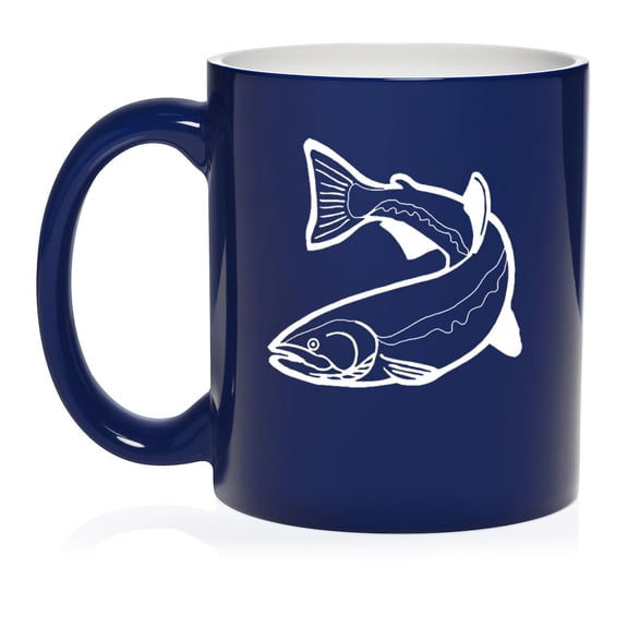 Trout Fish Ceramic Coffee Mug Tea Cup Gift (11oz Blue)