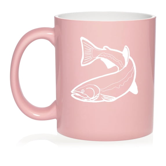 Trout Fish Ceramic Coffee Mug Tea Cup Gift (11oz Light Pink)