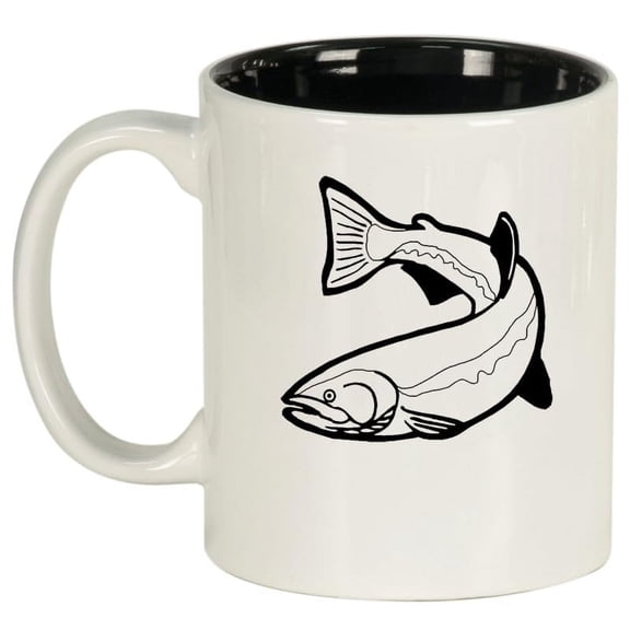 Trout Fish Ceramic Coffee Mug Tea Cup Gift (11oz White)