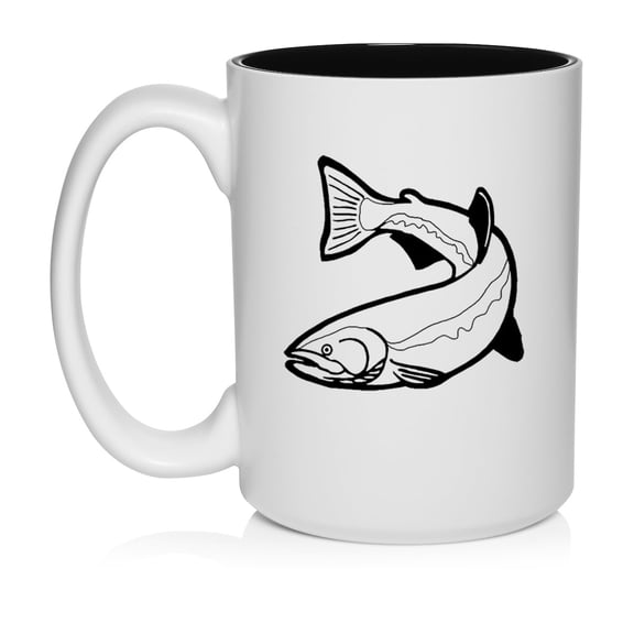 Trout Fish Ceramic Coffee Mug Tea Cup Gift (15oz White)