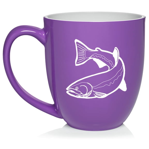 Trout Fish Ceramic Coffee Mug Tea Cup Gift (16oz Purple)