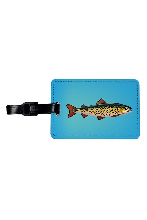 Trout Fish Fishing Faux Leather Travel Luggage Tag
