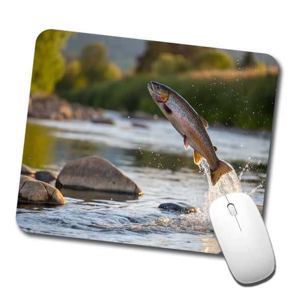 Trout Fish Jumping Fishing Mouse Pad Low Profile Gaming Mat