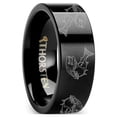 thumbnail image 1 of Trout Fish Jumping Sea Print Pattern Ring Engraved Flat Black Tungsten Ring - 4mm - Size 10.5, 1 of 1