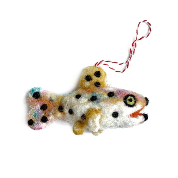 Trout Fish Ornament - Fair Trade Felt Wool Christmas Decor Handmade in Nepal