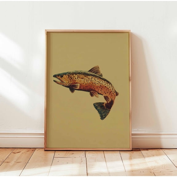 Trout Fish Poster Rustic Cabin Wall Art