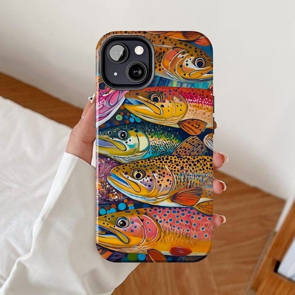 Trout Fish River Fishing Ocean Art Phone Case for iPhone 11–17 V10845