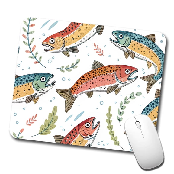 Trout Fish Swimming Fishing Mouse Pad Low Profile Gaming Mat