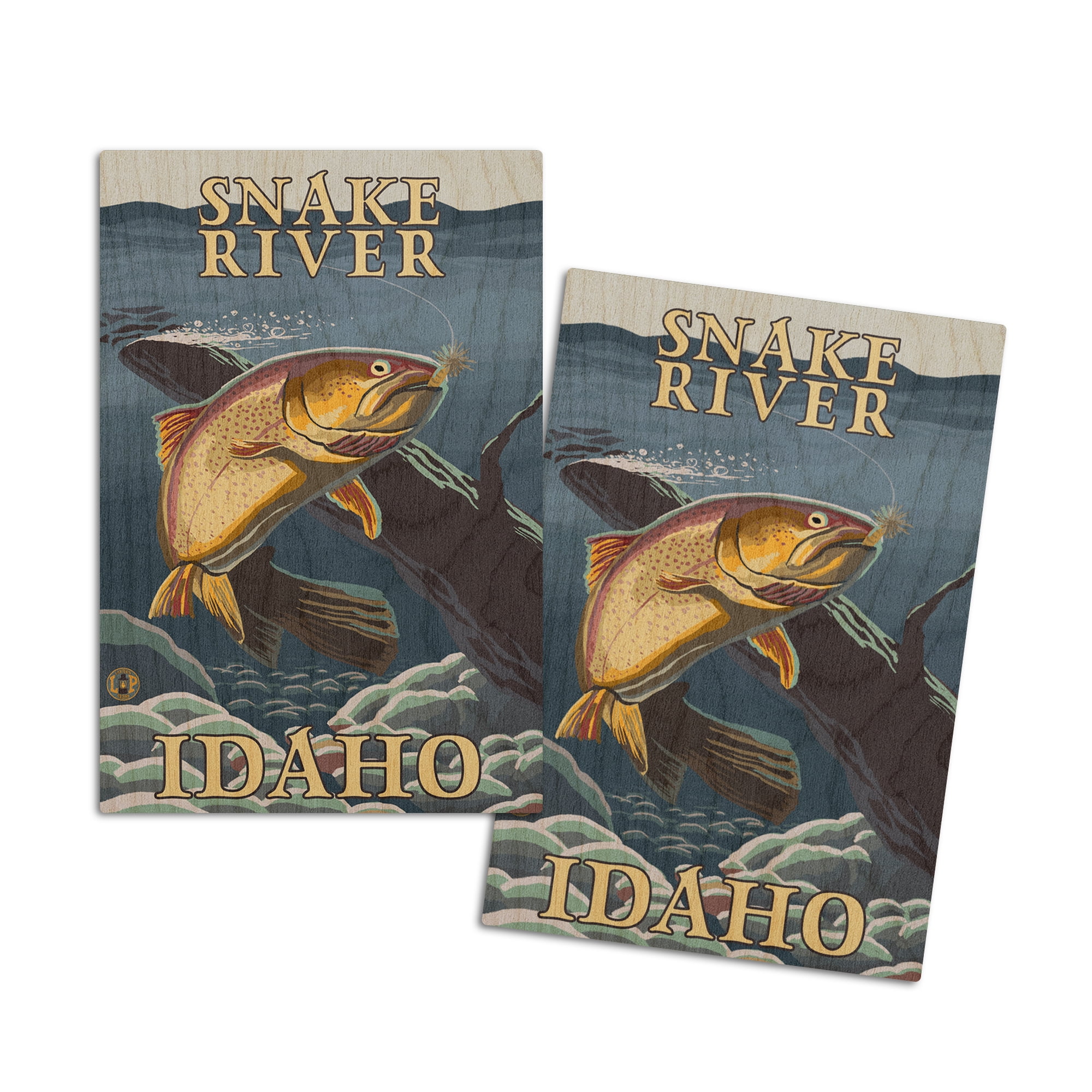 Trout Fishing CrossSection, Snake River, Idaho (4x6 Birch Wood