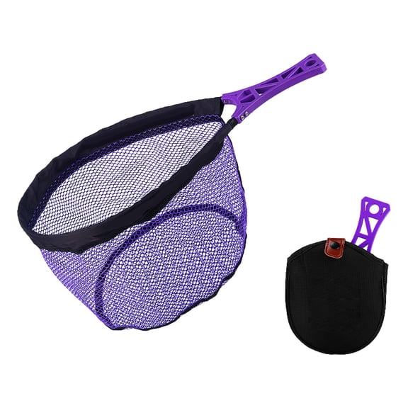 Trout Fishing Net, Portable Foldable Fly Fishing Net with Lightweight Metal Mesh Ring and Handle for Safe Catching or Releasing in Streams and Rivers
