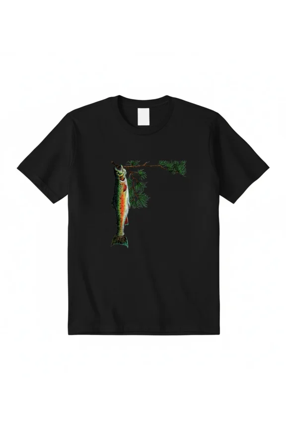 Trout Fishing T-Shirt Forest Nature Angler Fly Fishing Outdoor Graphic Tee