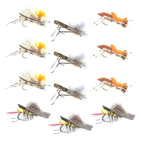 Trout Fly Assortment - Four Best Dry Fly Fishing Flies Collection - 1 Dozen Flies - 4 Fly Patterns