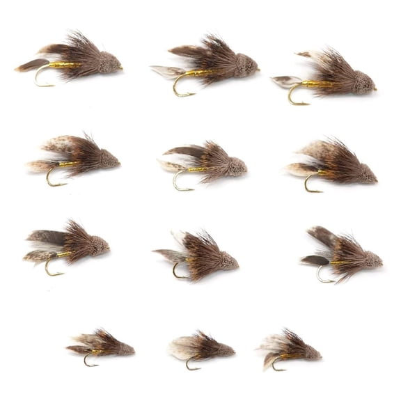 Trout Fly Assortment - Muddler Minnow Streamer Flies - 12 Flies - Sizes 4, 6, 8, 10 Natural Muddler Assorted Sizes 4-10