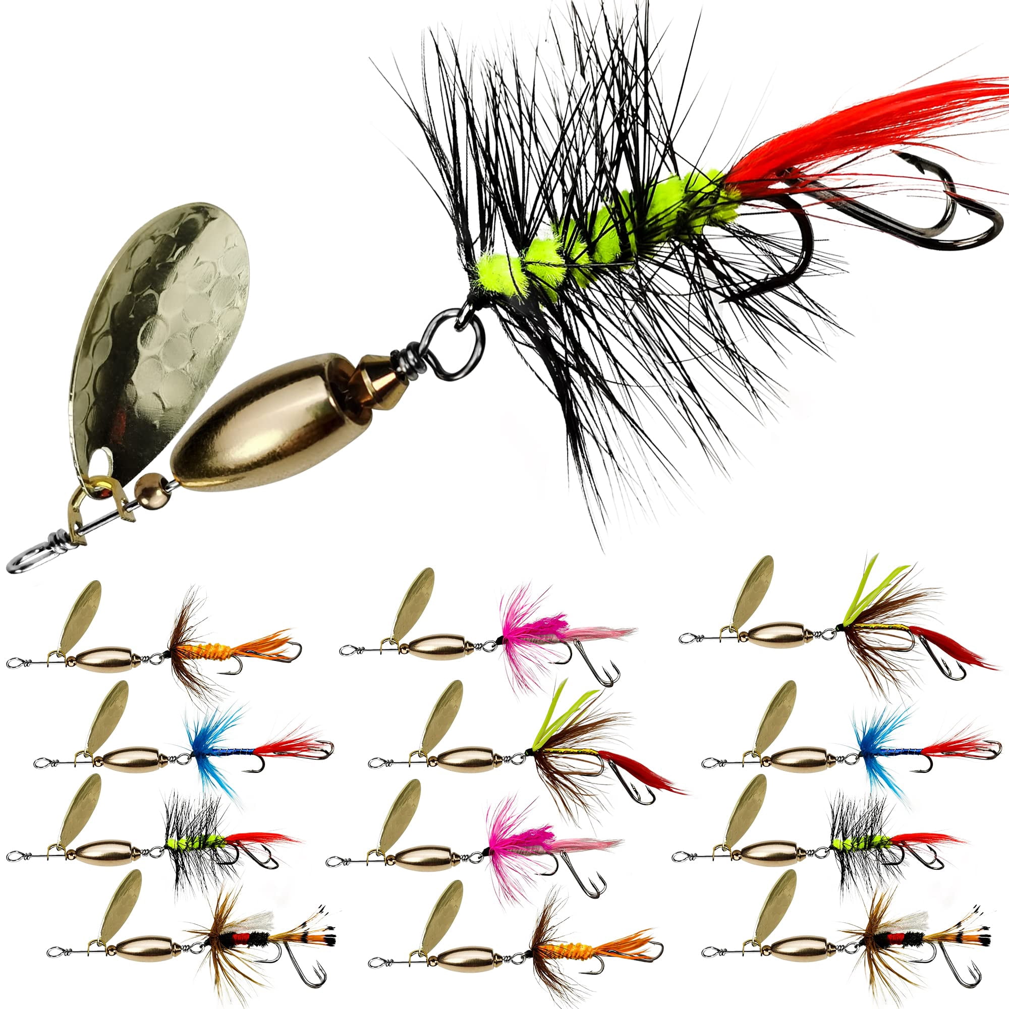 Trout Lures Fishing Spinnerbaits  Rooster Bait Tail Hard Metal Brass Spinner Baits For Bass Salmon Pike Freshwater Saltwater