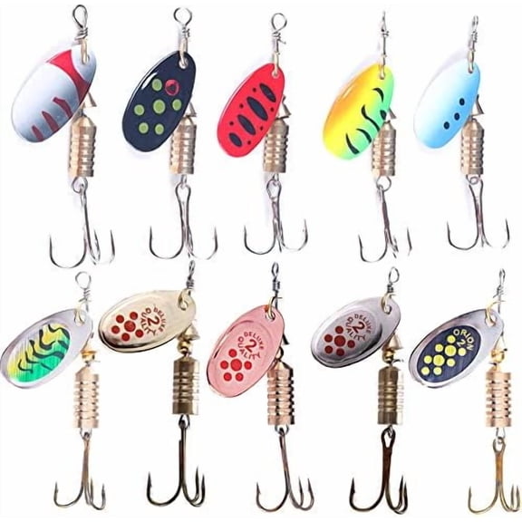 Trout Lures Spinner Baits Fishing Lures Kit for Bass Trout Spinners Lure with Tackle Box Spinnerbait for Freshwater Saltwater,10pcs$$Sport & Recreation Other