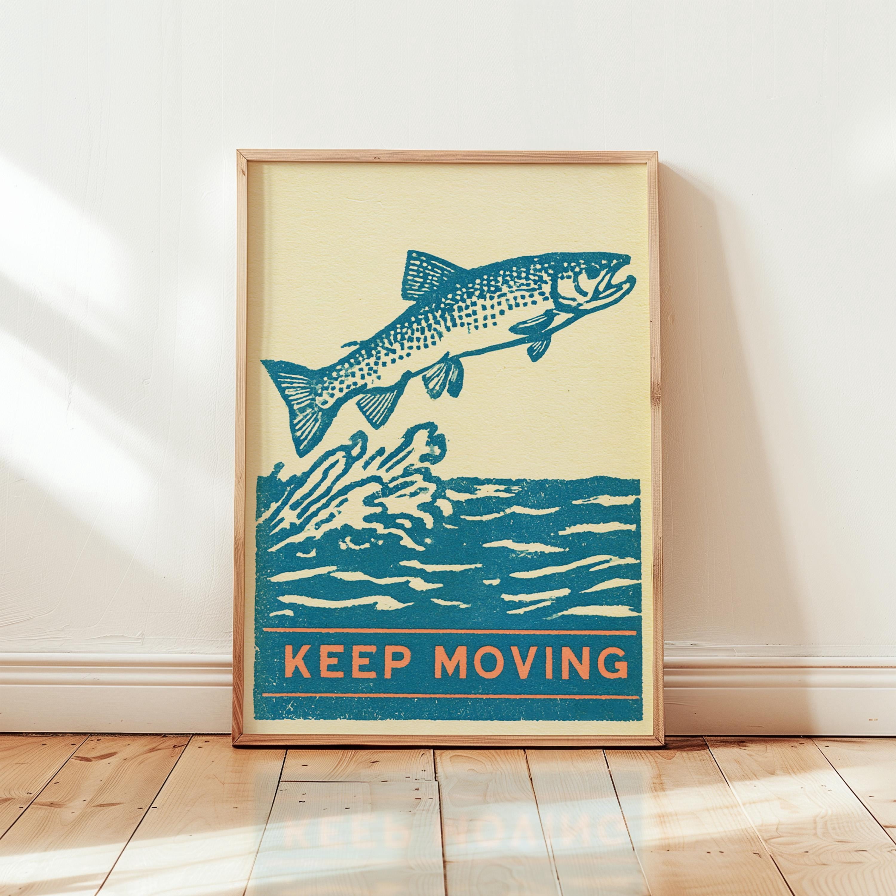 Trout Poster, Vintage Fishing Print, Motivational Paper Wall Decor ...