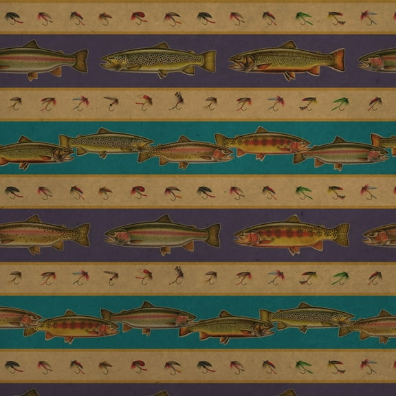 Trout River Lake Fly Fish Fishing Premium Kraft Roll Gift Wrap Wrapping Paper