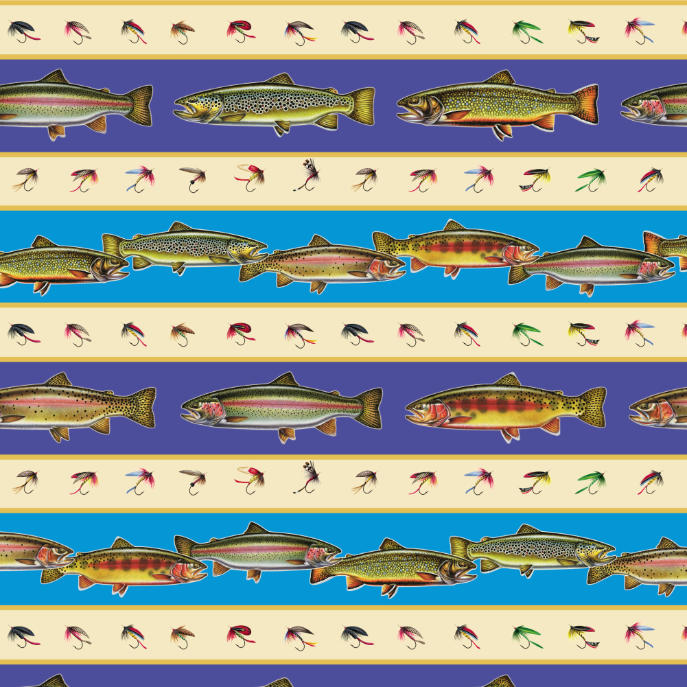 Trout River Lake Fly Fish Fishing Premium Roll Gift Wrap Wrapping Paper ...