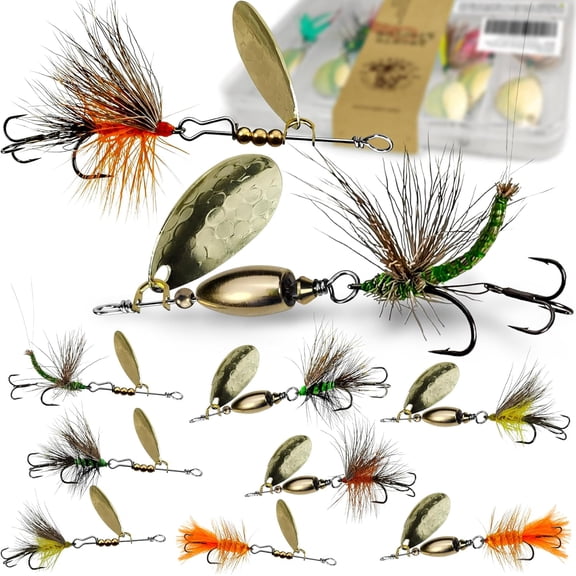 Trout Spinner Baits Fishing Lures, Hand-Tied, Brass Parts