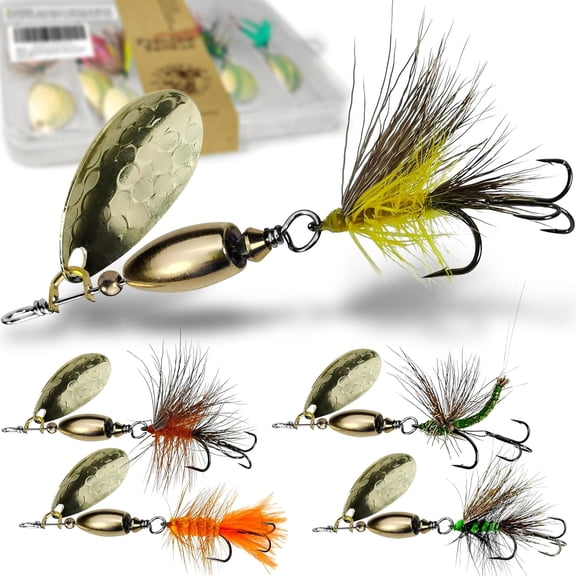 Trout Spinner Baits Fishing Lures, Hand-Tied, Brass Parts