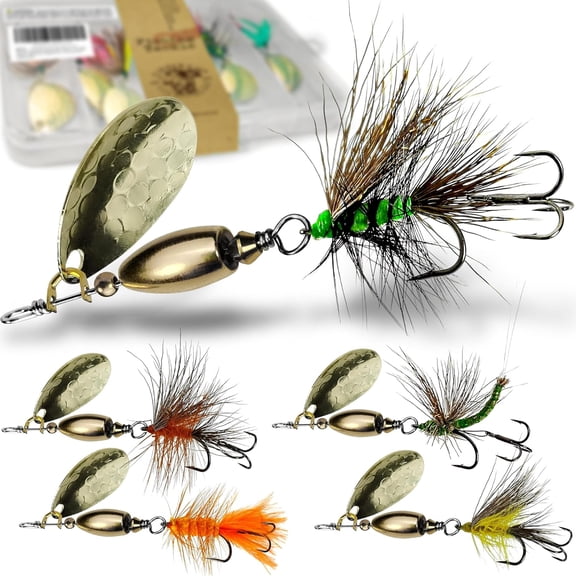 Trout Spinner Baits Fishing Lures, Hand-Tied, Brass Parts