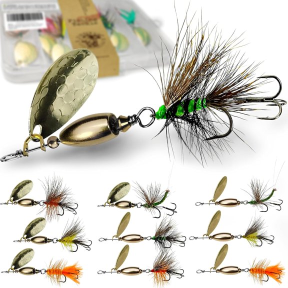 Trout Spinner Baits Fishing Lures, Hand-Tied, Brass Parts