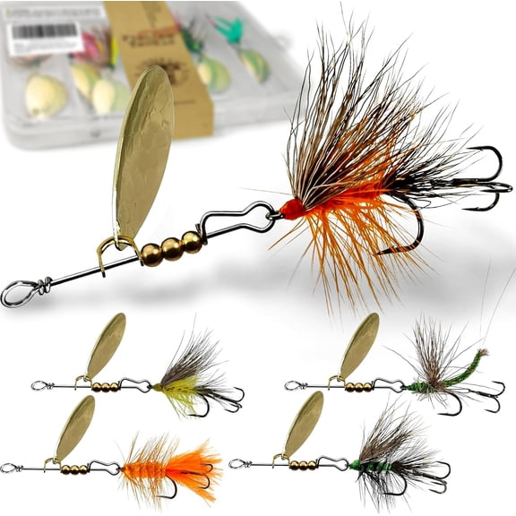 Trout Spinner Baits Fishing Lures, Hand-Tied, Brass Parts