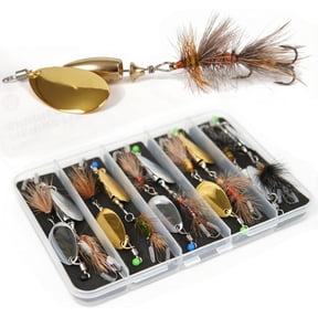 Trout Spinner Lures with Stimulator/Humpy Dry Fly Tail, 100% Hand-Tied 5/10 Pack Rooster Tail Fishing Spinnerbait for Bass, Pike, Salmon