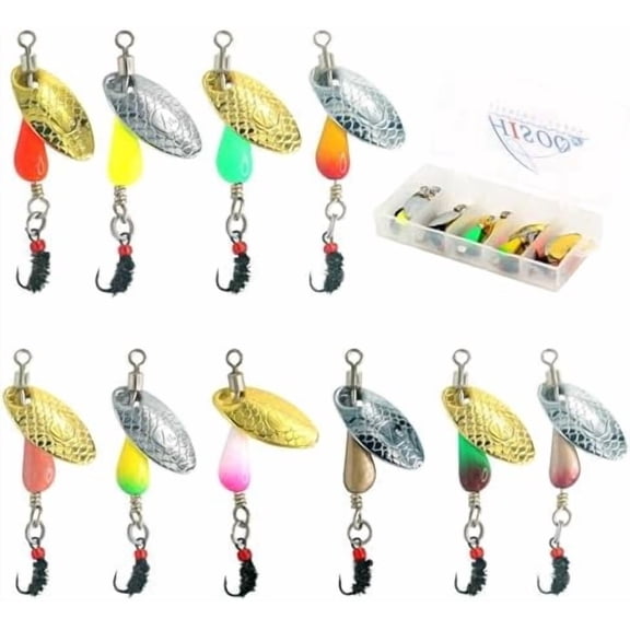 Trout Spinners - Fly Trout Fishing Lures for Bass Salmon Pike, Smallmouth Bass Lures with Brass Spinner for Lake River Fishing