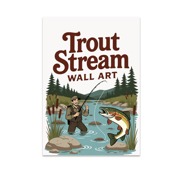 Trout Stream Wall Art - Fly Fishing Enthusiast - 13x19 Poster Print