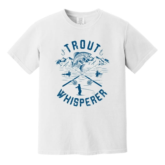 'Trout Whisperer'' T-shirt - A classic design for salmon fishing enthusiasts, showcasing the skill of "whispering" to nature.