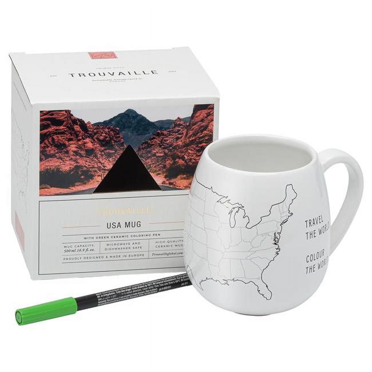 White Ceramic USA Map 16.9 oz Personalized Mug