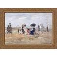 thumbnail image 1 of Trouville, scene on the beach 24x18 Gold Ornate Wood Framed Canvas Art by Eugene Boudin, 1 of 2