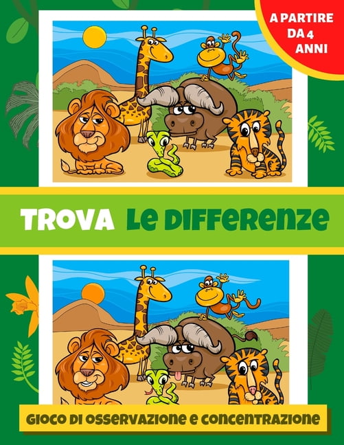 Trova le differenze : COLORE - libro di giochi per bambini a partire da 4  anni - oltre 320 differenze - gioco di 7 errori - Libro di attività per