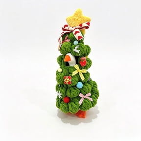 Trovenix 7 Inch Desktop Christmas Tree Goose Ornament Exquisitely Hand Knitted Personalized Goose Figurine Christmas Themed Decorative Ornament