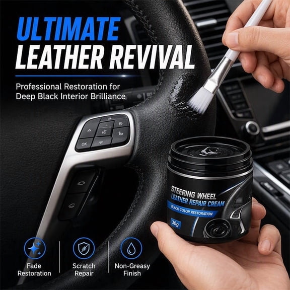 Trovenix Car Steering Wheel Leather Repair Cream Auto Interior Leather Restore Paste for Scratches Scuffs