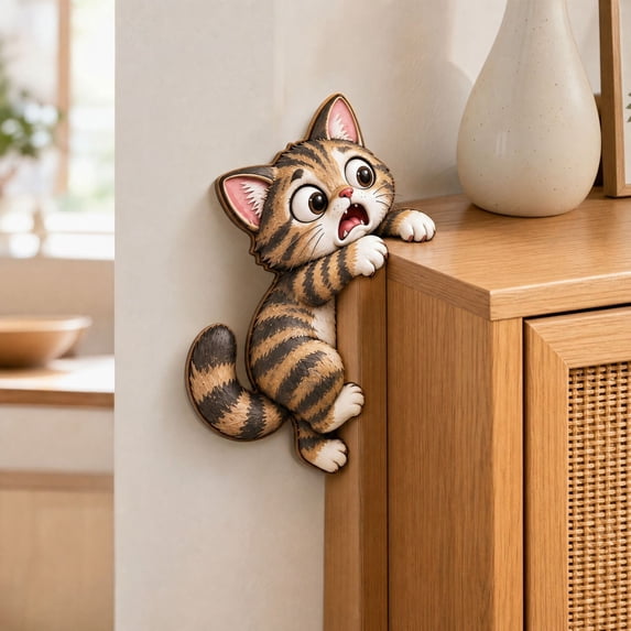 Trovenix Cat Door Corner Decor Cute Kitty Door Frame Corner Ornament Funny Peeking Cat Door Topper for Home Room Doorway Holiday Wall Decoration