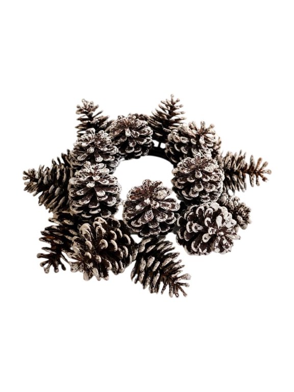 Christmas Candle Ring Pinecone Aromatherapy Holder Small Flower Wreath Desktop Ornament Festive Holiday Table Centerpiece Home Decor