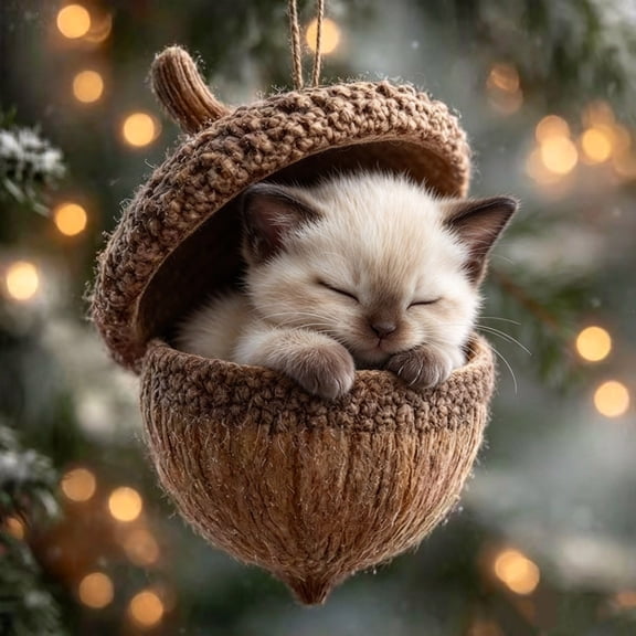 Trovenix Christmas Cat Acrylic Ornament Delicate 2D Flat Kitten Hanging Decoration, Festive Xmas Tree Pendant for Home Holiday Party Decor Gift