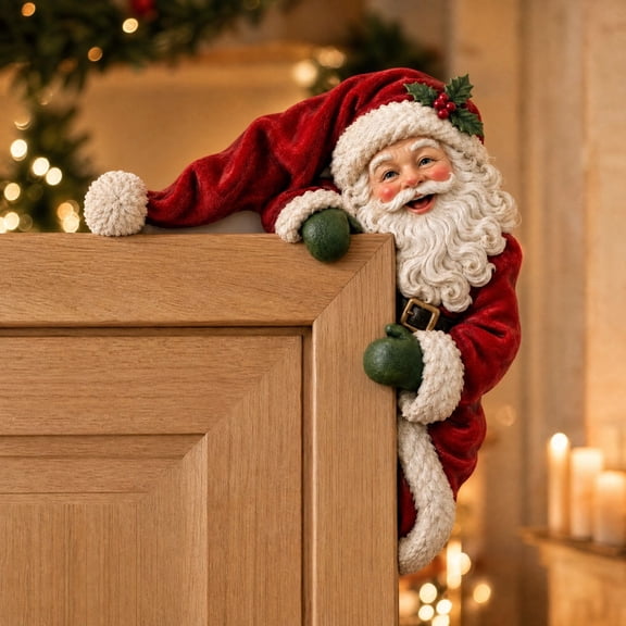 Trovenix Christmas Door Topper 7.9 In Santa Claus Frame Wall Decor Over Door Winter Holiday Xmas Entryway Home Decoration Winter Seasonal Home Decoration