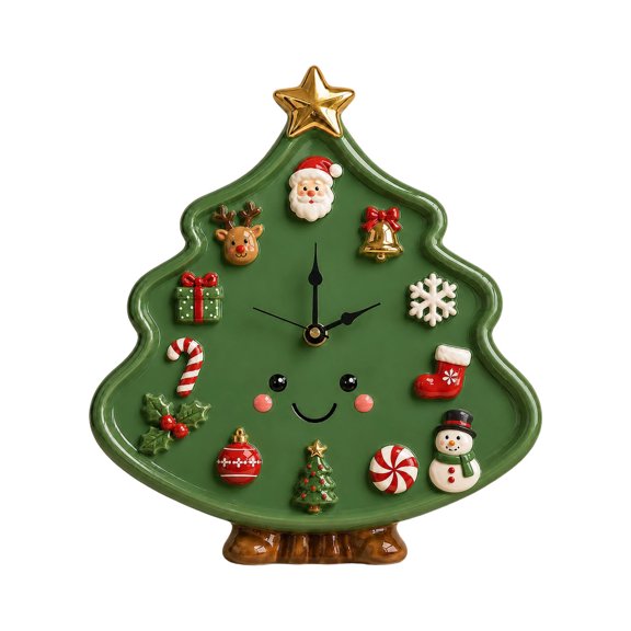 Trovenix Christmas Magnetic Clock Ornament Refrigerator Magnet Silent Timekeeping Desktop Decoration For Living Room Study Festive Tabletop Gift