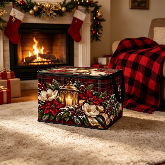 Trovenix Christmas Storage Box Bag Clothing Home Organizer Xmas Holiday Decorative Bin For Clothes Blankets Pillows Sweaters Quilts