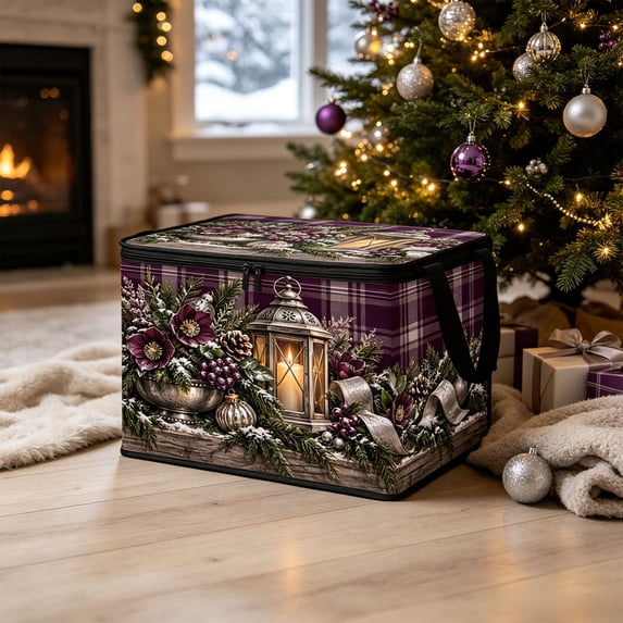 Trovenix Christmas Storage Box Bag Clothing Home Organizer Xmas Holiday Decorative Bin For Clothes Blankets Pillows Sweaters Quilts